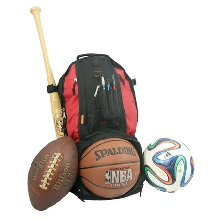 Baseball Backpack Softball Daypack Basketball Volleyball Backpack Football Soccer Bag w/ Ball Storage Helmet Compartment & Bat Holder & Coin Phone Pouch -