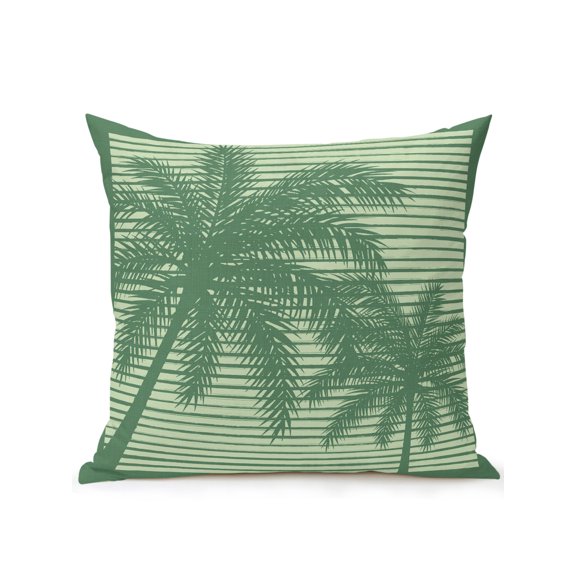 Outdoor Pillows Waterproof, Palm Tree Bedding Throw Pillows with Insert for Couch Sofa Bed, Green Summer Tropical Plants Silhouettes 18x18 Inch Pillowcases Decorative Camping Patio Pillow Set of 1
