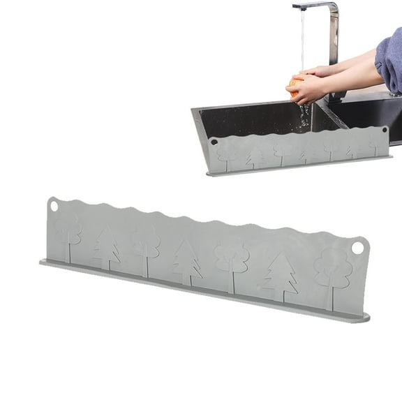 UHIAGREE Silicone Sink Splash Guard,19.7"Kitchen Sink Splash Guard with Strong Suction Cup Base,Gray