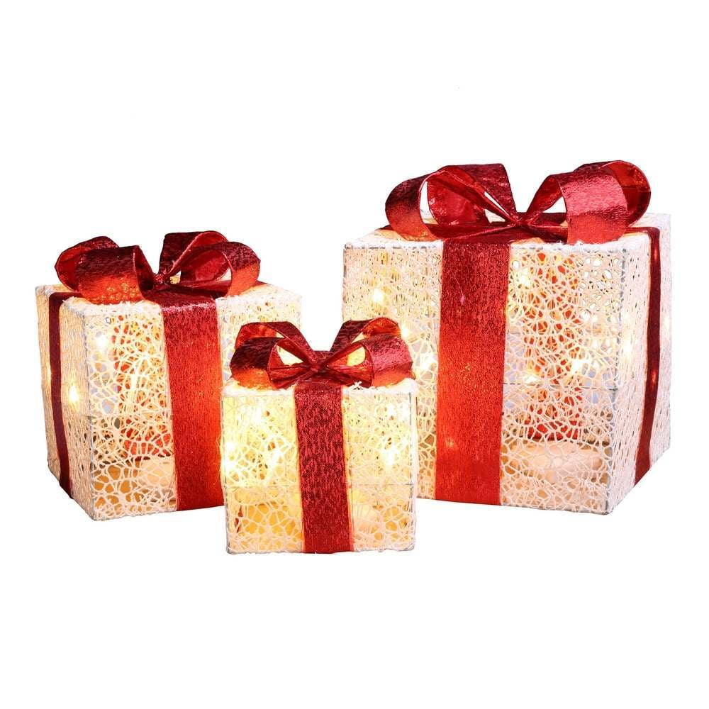 Homegear Christmas Set of 3 Prelit Gift Present Boxes with 60 LED