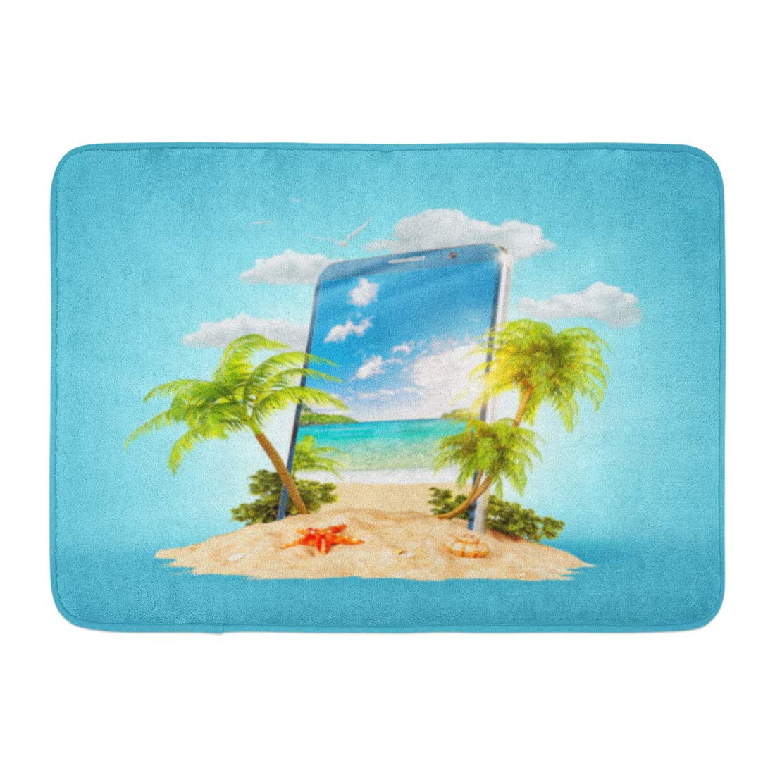 Yusdecor Wonderful Tropical Landscape With Palms And Beach On The Screen Of Smartphone Sand Unusual 3d Travel Rug Doormat Bath Mat 23 6x15 7 Inch Walmart Canada