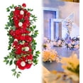 thumbnail image 2 of Artificial Wedding Arch Flowers Floral Arrangement Handcraft Flower Garlands Floral Decorations for Table Engagement Ceremony, Red, 2 of 14