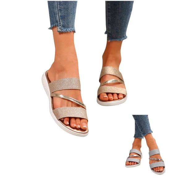 Bixock Sandals for Women,Women's Flat Sandals with Low Heel and Sole for Casual Daily Wear Beach Sandals