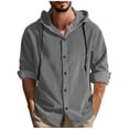 thumbnail image 2 of Gamivast Mens Button Down Shirts Long Sleeve Ribbed Texture Casual Shirts Hooded Neck Long Sleeve Shirts Solid Color Soft Beach Vacation Party Tops, 2 of 7