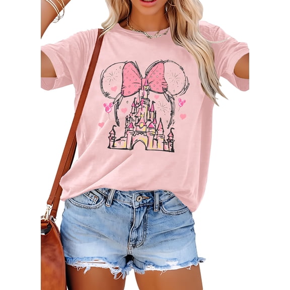 KimSoong Women Crew Neck T-Shirt Graphic Shirts Casual Family Vacation Holiday Shirt Cute Short Sleeve Tee Top
