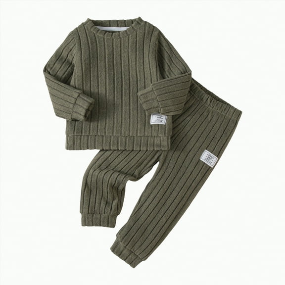 Futezty Toddler Boys Girls Clothes Fall Winter Outfit Sets, Set For Kids Long Sleeve Round Neck Stripe Stretch 1T 2T 3T 4T 5T 2 Pcs Everyday