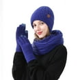 thumbnail image 2 of Xfvqtps Women Hat Scarf Glove Set Knit with Plush Lined Colorful Sequins Touchscreen Winter Warm Stretchy Extended Beanie Neck Warmer Gloves Set Blue, 2 of 6