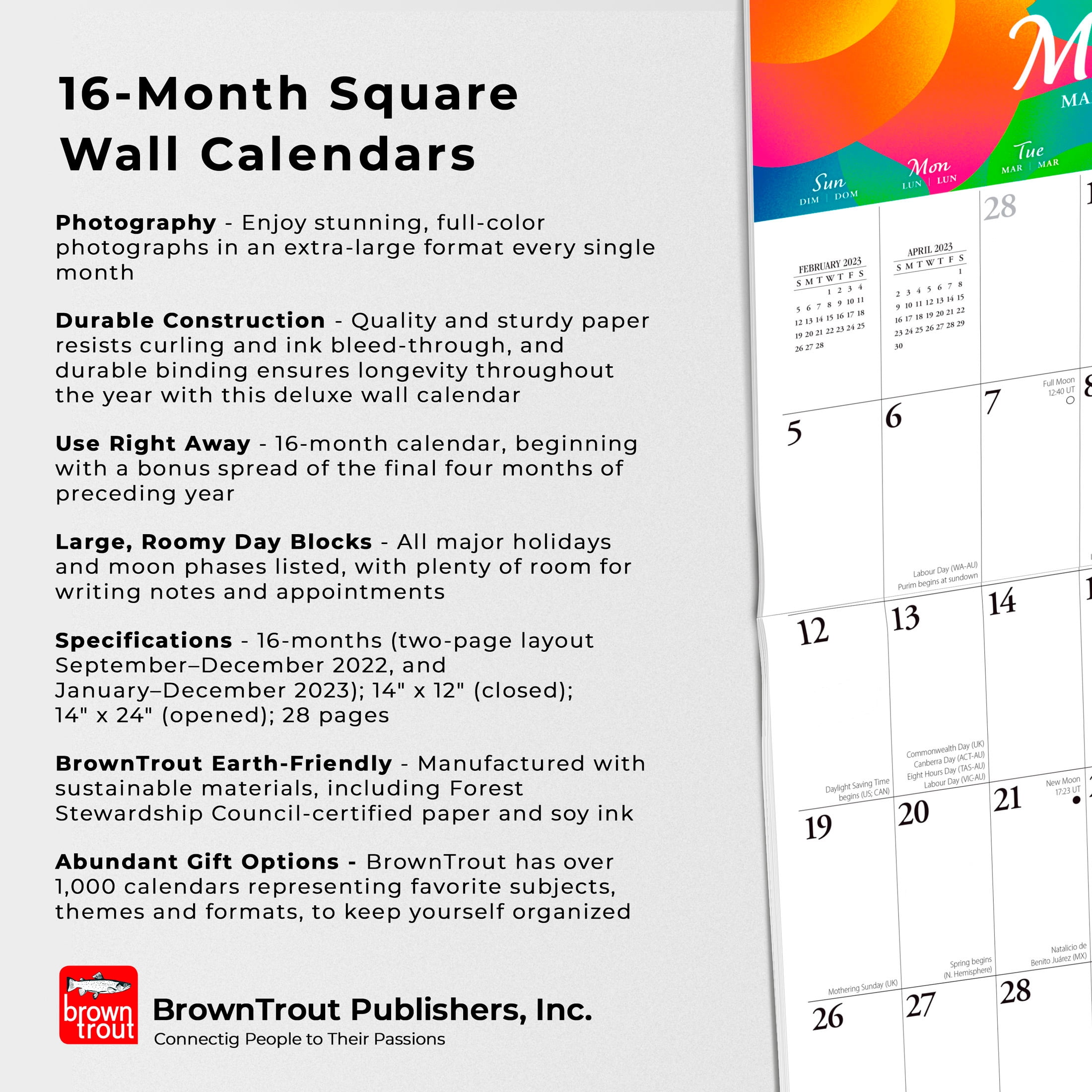 Buy Big & Bright Large Print 2023 14x24 (Hanging) Wall Calendar