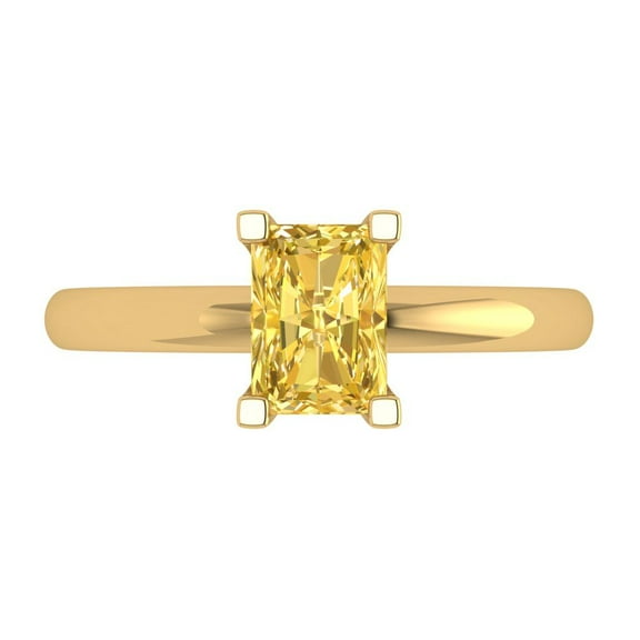 Solitaire Engagement Ring for Women - 1ct Simulated Yellow Diamond in 18K Yellow Gold Promise Ring
