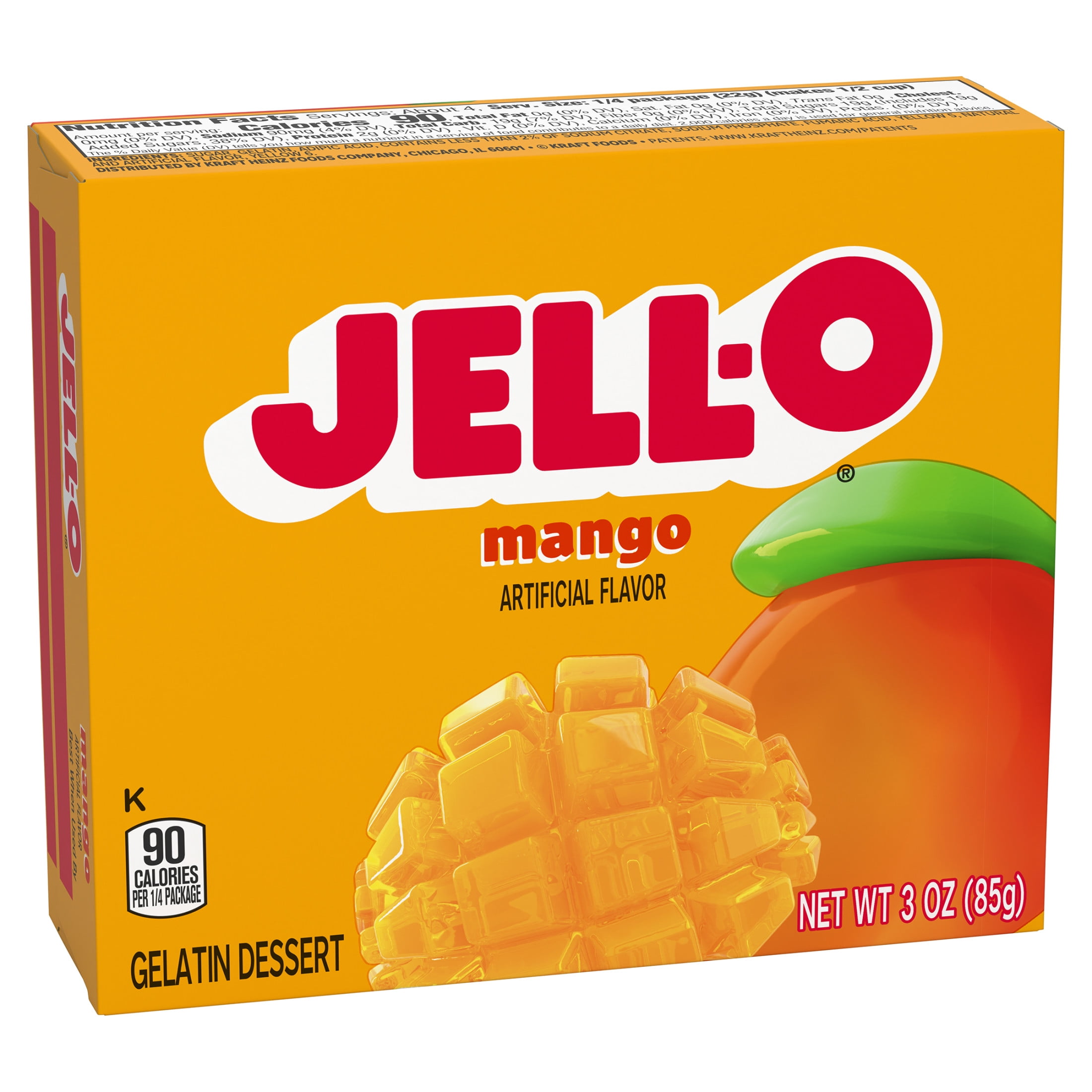Jell-O Mango Artificially Flavored Gelatin Dessert Mix, 3 oz Box