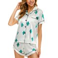 thumbnail image 3 of Traje de pijama Patrón único Cuello en V Bolsillo con botones Cómodo Ropa de dormir corta de dos piezas para mujer Tipo 5 S, 3 of 6