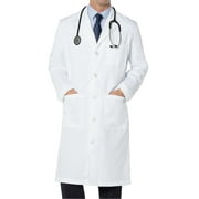 Landau Men's Essential Lab Coats Classic Relaxed Fit Breathable Fade Resistant 3 Pockets Button Full-Length Lab Coat Scrub, Style 3140
