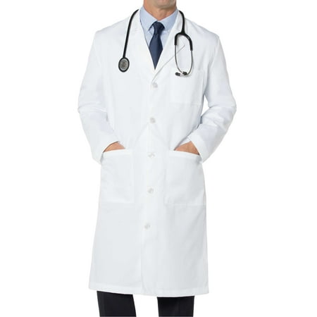 Landau Men's Essential Lab Coats Classic Relaxed Fit Breathable Fade Resistant 3 Pockets Button Full-Length Lab Coat Scrub, Style 3140