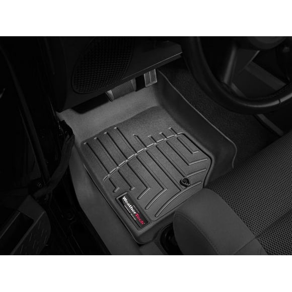 Fits 2007-2013 Jeep Wrangler JK Weathertech Floor Liner 441051 FloorLiner; Molded Fit; Black; Thermoplastic Polyolefin TPO Vacuum Formed Material; 2 Piece