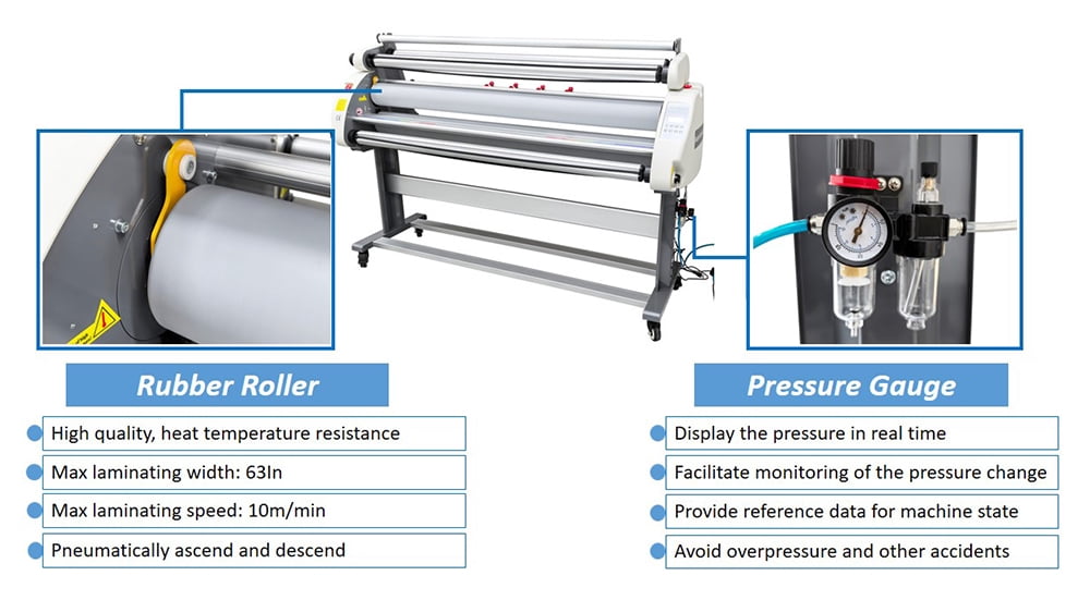 63In Full-Auto Pneumatic Laminating Machine Silicone Roller Film Self-Strip Cold Roll Laminator