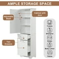 thumbnail image 5 of Euroco Tall Bathroom Storage Cabinet, Freestanding Storage Cabinet with Two Different Size Drawers and Adjustable Shelf, MDF Board with Painted Finish, White, 5 of 9