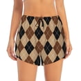 thumbnail image 2 of Fotbe Argyle of brown Pattern Womens High Waist Running Shorts Athletic Workout Quick Dry Shorts for Women with Pockets Gym Yoga Summer Shorts-Large, 2 of 7