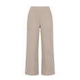 thumbnail image 3 of Women Wide Leg Pants High Waist Solid Three‑Quarter Cotton Linen Womens Sweatpants Beige, 3 of 8
