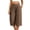 Brown, variant on Women's Pleated Wide Leg Capri Culotte Pants Elastic High Waist Textured Lightweight Wrinkle Resistant Casual Fit Gray XXL