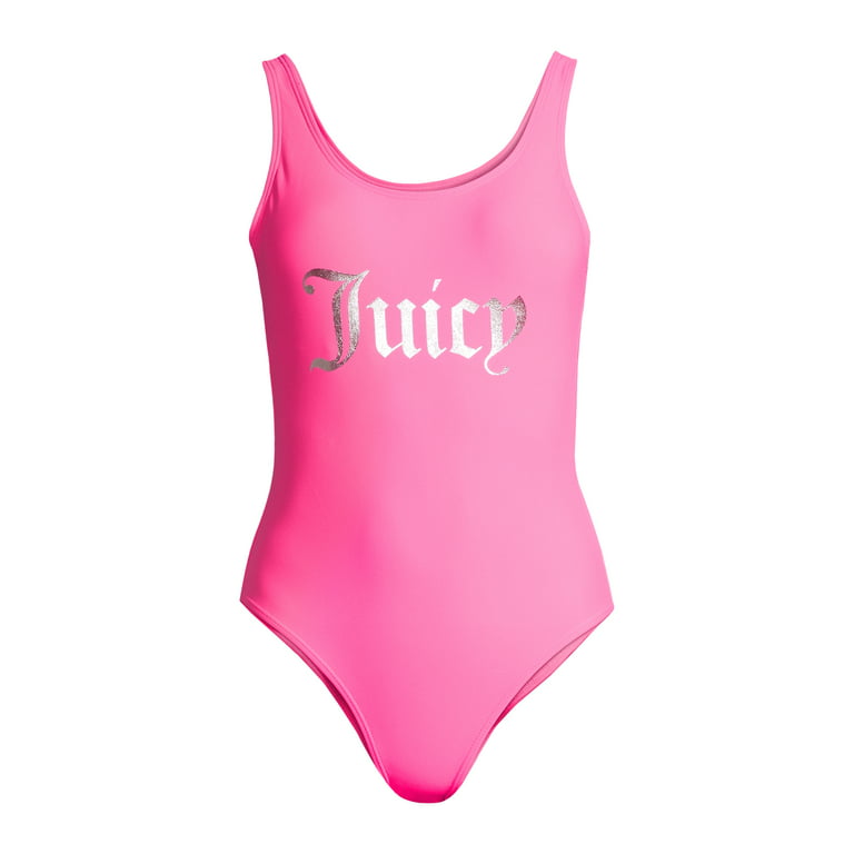 Juicy Couture Womens One-Piece Swimsuit With Foil Verbiage Logo