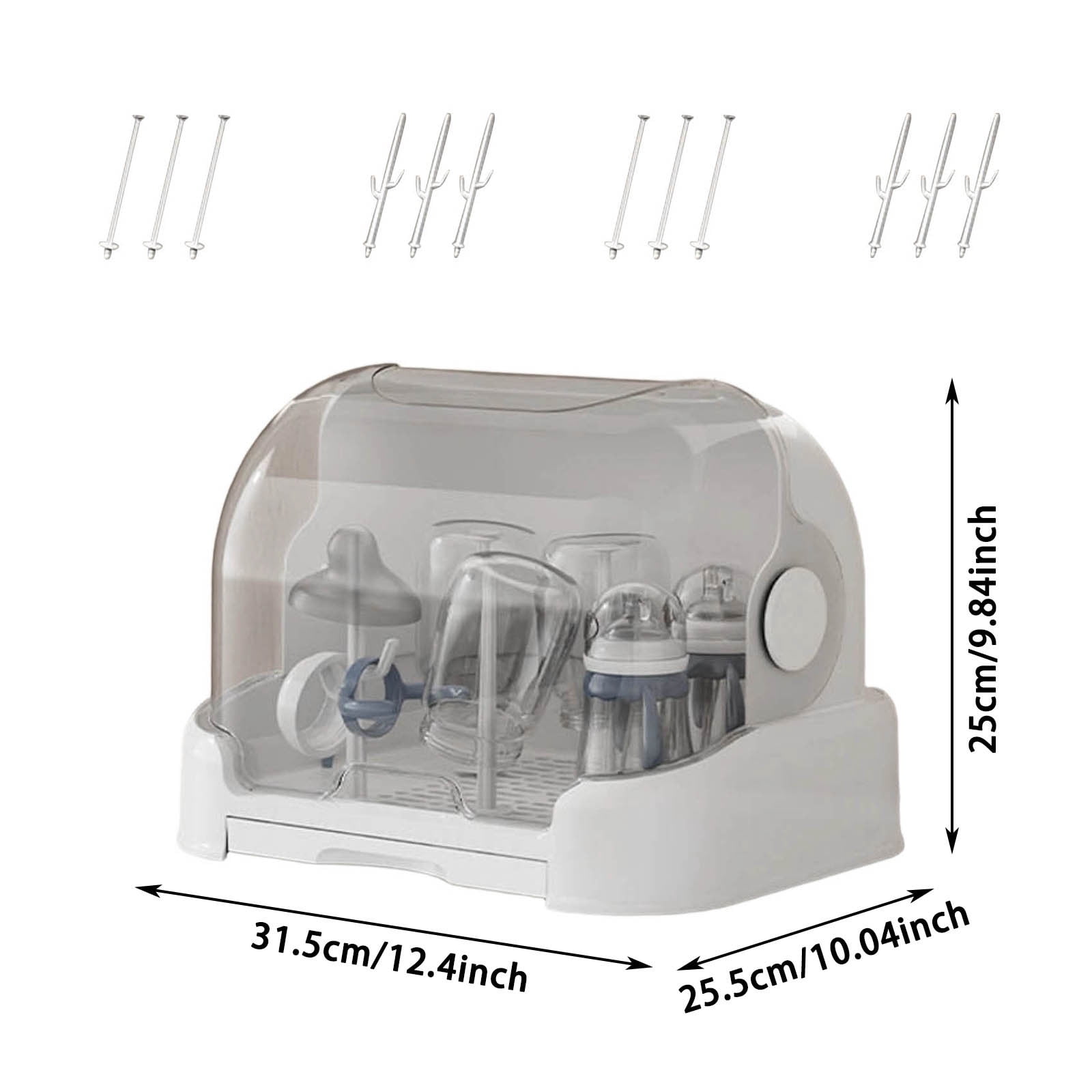 UJMNHYGT Bottle Organizer with Cover Removable Drain Tray, Dustproof Portable Bottle Drying Rack Reusable Bottle Rack Holder Storage for Bottles