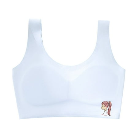 Padded Bras for Girls Comfy Seamless Bra U Back Thin Printed Cute Girls Underwear Bralette  White  10 Years