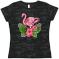 thumbnail image 3 of Inktastic Flamingo with Tropical Flowers Women's T-Shirt, 3 of 5