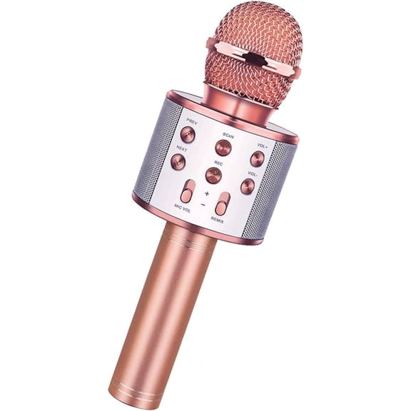 Wireless Bluetooth Karaoke Microphone,3 in 1 Portable Handheld Karaoke Mic Speaker Machine,Karaoke Machine for Kids,Home Party Singing Microphone,Birthday Party,Best Gifts for Kids (Rose Gold)