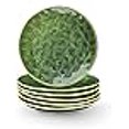 thumbnail image 3 of Ceramic Round Dessert Salad Plates - 8 Inch, Set of 6, Microwave, Oven, and Dishwasher Safe, Scratch Resistant, Porcelain Fluted Suitable for Snacks, Appetizer, Home, Party (Green), 3 of 4