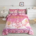 thumbnail image 2 of Castle Fairy Kawaii Princess Castle Twin Comforter Sets,Flying Gold Fairy Bedding Set, 2 of 8