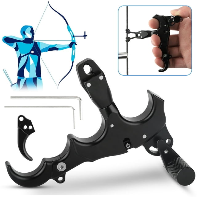 MesaSe Archery Thumb Trigger 3 Or 4 Finger Grip Thumb Trigger Release Assistant 360° Compound Bow Archery Release Aid Hunting Thumb Caliper Trigger Handheld Hunting Tool Parts
