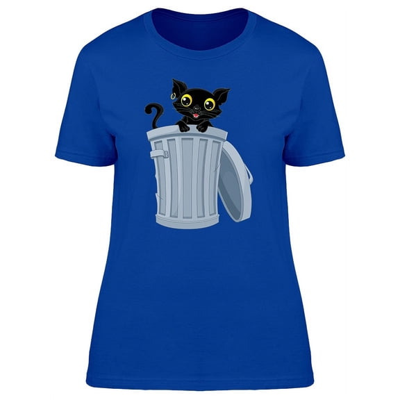 Happy Black Kitten On The Thrash T-Shirt Women -Image by Shutterstock, Female XX-Large
