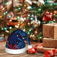thumbnail image 6 of KLL Christmas Hats for Adults Plush Red White Blue Fireworks Print Santa Hat Xmas Fluffy Santa Claus Hat for Women Men, 6 of 6