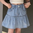 thumbnail image 4 of Coerni A Line Pleated Denim Skirt for Girls High Waist Uniform Tennis Skater Skirts Skort Cute Elastic Waistband Washed Clothes, 4 of 6