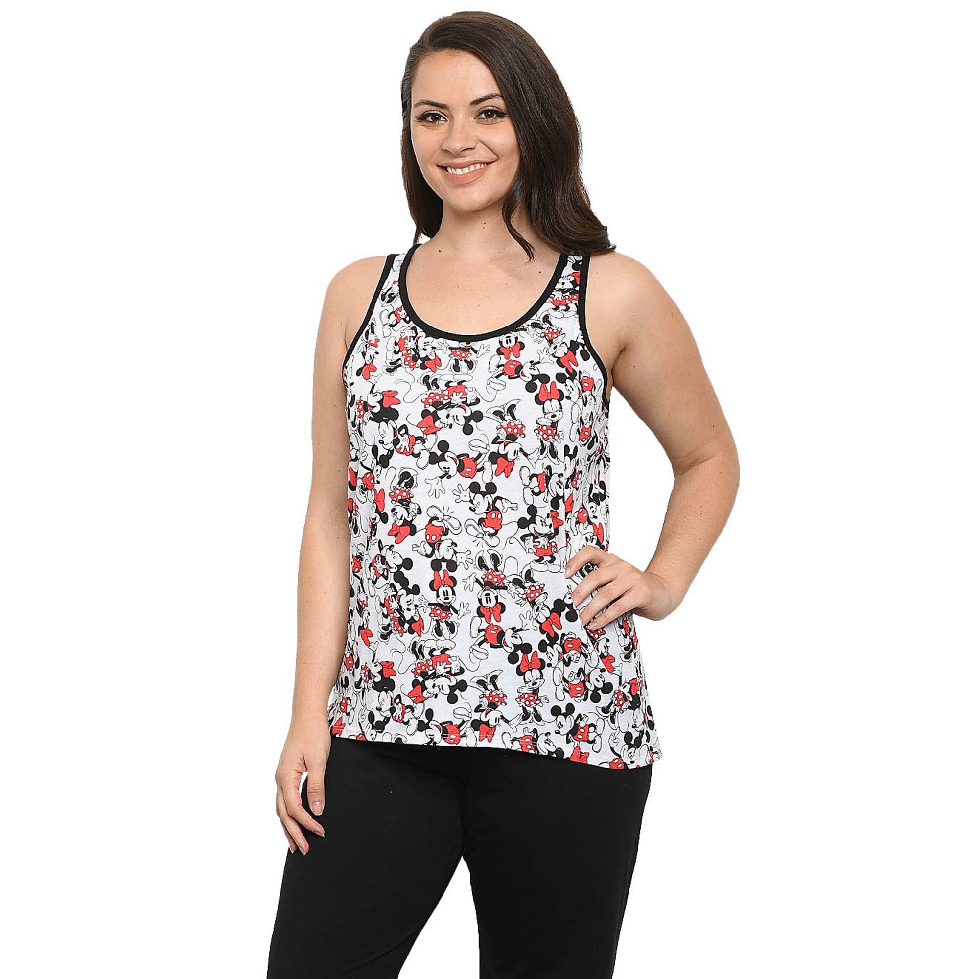 Disney Women's Plus Size Minnie & Mickey Mouse All-Over Print Tank Top