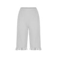 thumbnail image 4 of SONXAHE Ruffle Hem Knee Length Capri Pants for Women Side Pocket Weekend Walk Cropped Trousers, 4 of 4
