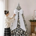 thumbnail image 6 of Oversized White Velvet Christmas Bow with Long Tails for Winter Wonderland Tree Topper Wreath indoor Holiday Decoration 59 in, 6 of 6