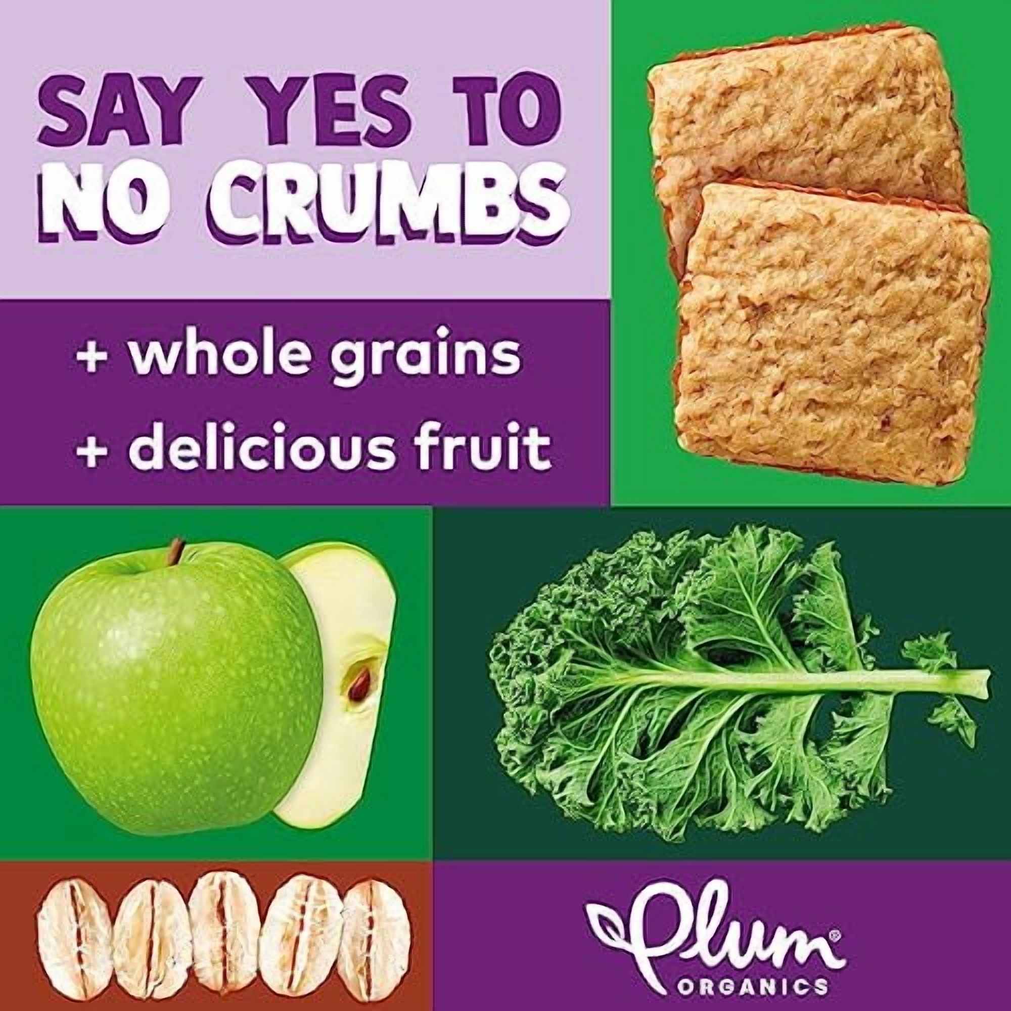 Plum Organics Jammy Sammy Snack Bars - Apple, Kale, and Oatmeal - 1.02 oz Bars (Pack of 30) - Organic Toddler Food Snack Bars