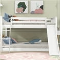 thumbnail image 2 of JERFIT White Full over Full Bunk Bed with Reversible Slide & Ladder, Space-Saving Pine Wood Bunk Bed Frame for Modern Living, 2 of 8