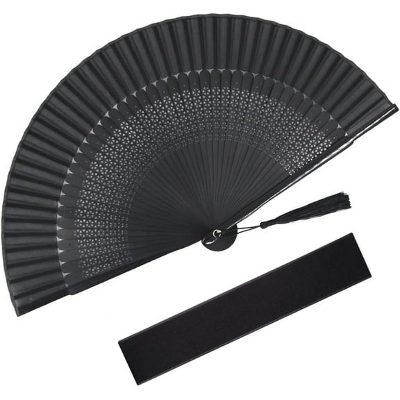 LQQBOX Small Folding Hand Fan for Women, Vintage Style Bamboo Silk Fans for Party Wedding Dancing Decoration Gift Performance