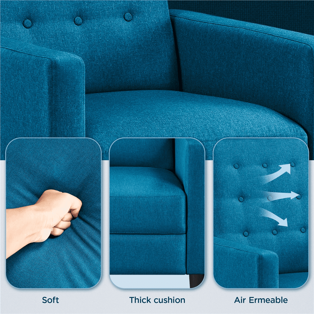 Alden Design Modern Tufted Fabric Push Back Recliner with Pocket Spring, Blue