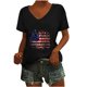 thumbnail image 1 of Fiudx Tops para Mujer Camiseta de Cuello Redondo con Estampado Del Día de La Independencia Degradado de Manga Corta para Mujer, 1 of 4
