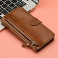 thumbnail image 1 of Purse Cover for iPhone XS/X, Zipper Design Shock-Absorbtion Folio Cover, with Kickstand Card Slots Magnetic Wrist Strap Flip Case for iPhone XS/X (5.8 Inch),Brown, 1 of 9