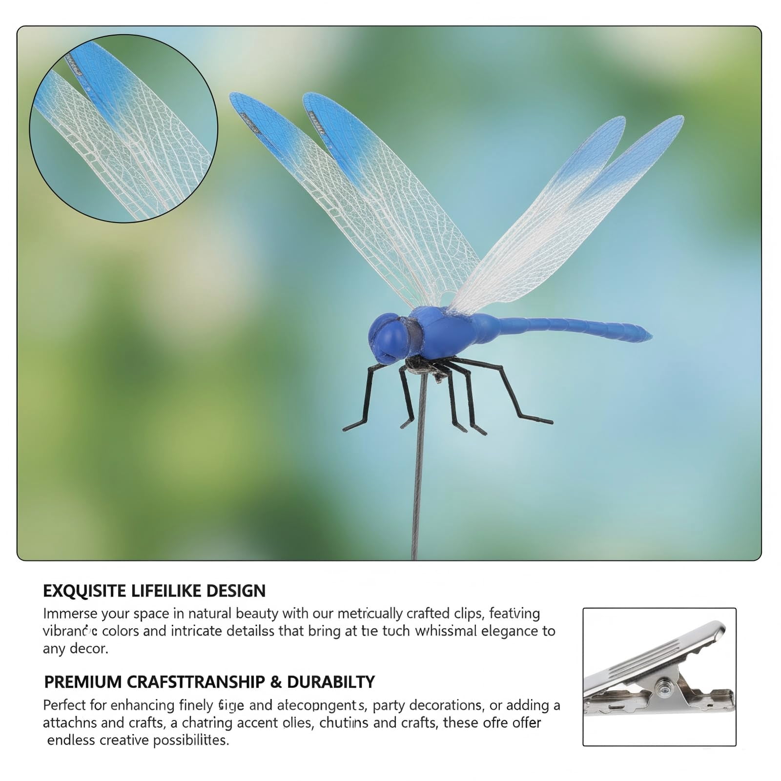 Dragon Fly Clips for Bugs Repellent, 3D Dragonfly Garden Stakes Decor - Dragonfly Clips to Keep Bugs Away, for Outdoor Garden Decoration & Hat Clip Accessories (20pcs)