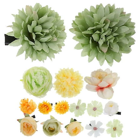 TAILTOSS 16Pcs Flower Hair Clips Cute Hair Accessories For Young Girls And Women Assorted Color Metal Fabric