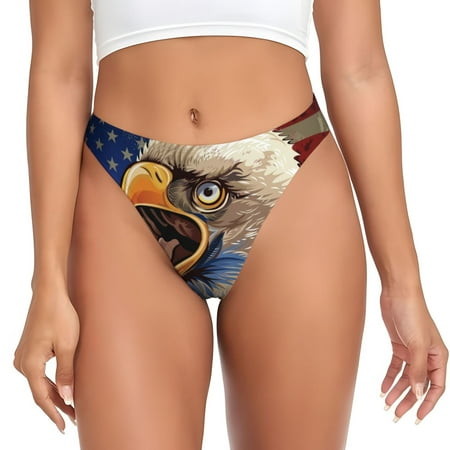 Sigee Eagle With USA Flags for Women s G-String Panty  Low Rise  Soft Lace Perfect for Everyday Wear or Special Occasions-XX-Large