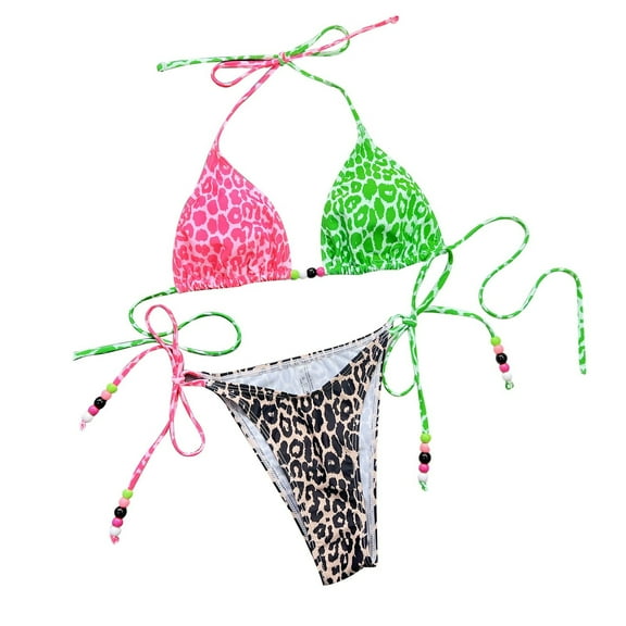 Cathalem Women's Bikini Swimsuits Women Swimsuit Bikini Set High Waisted Push Up Cheeky Drawstring Two Piece Bathing Suit (Pink,L)