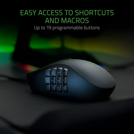 Razer - Naga Trinity Wired Optical Gaming Mouse with Interchangeable Side Plates in 2, 6, 12 Button Configurations - Black