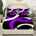 thumbnail image 3 of Erosebridal Geometric Round Full Sheet Sets,Black Purple Bedding Full Size,Abstract Artwork Bed Sheets Set Full Size,Lightweight Circle Room Decor,4pcs, 3 of 7