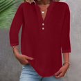 thumbnail image 2 of Ladies Tops and Blouses Cotton Linen Shirts Button Down Tops Short Sleeve Casual Blouses Oversized Tshirts 2025 on Sale, 2 of 5
